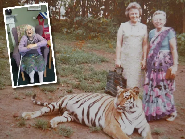 Marion and friend with tigress