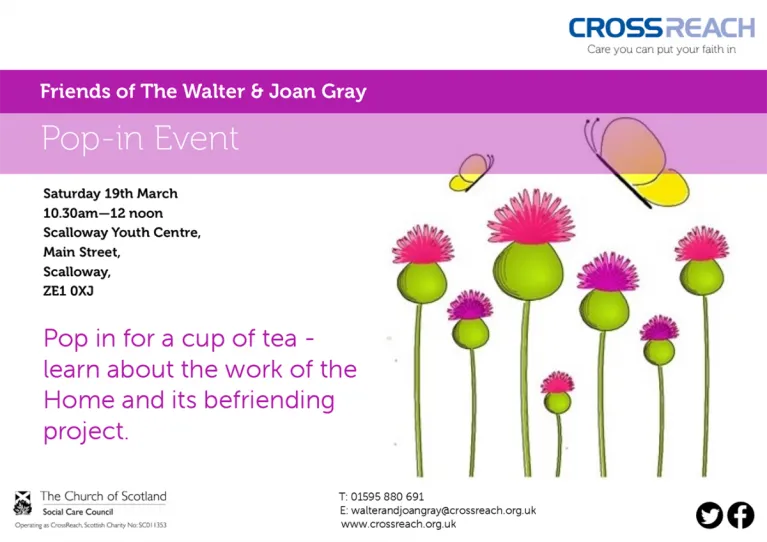 The Walter and Joan Gray: Friends Pop-in event poster